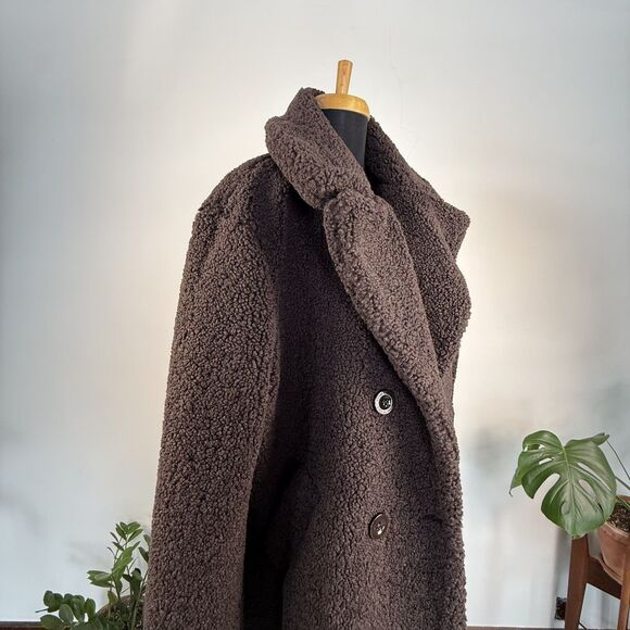 Kenneth Cole Faux Fur Teddy Dark Brown Winter Coat, Women's XL - Picture 5 of 14